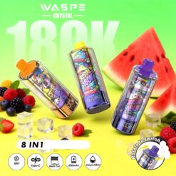 WASPE 8 in 1 Crystal 180K Züge Einweg Vapes Großhandel LED Display Mesh Coil