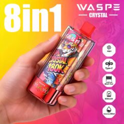 Alternative view of WASPE 8 in 1 Crystal 180K Züge Einweg Vapes Großhandel LED Display Mesh Coil